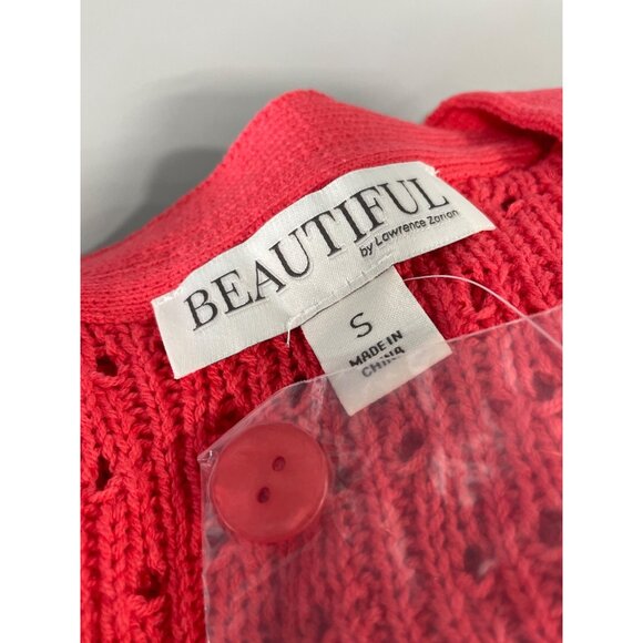 BEAUTIFUL by Lawrence Zarian Novelty Stitch Cardigan Womens Small Hibiscus NEW - Picture 8 of 9